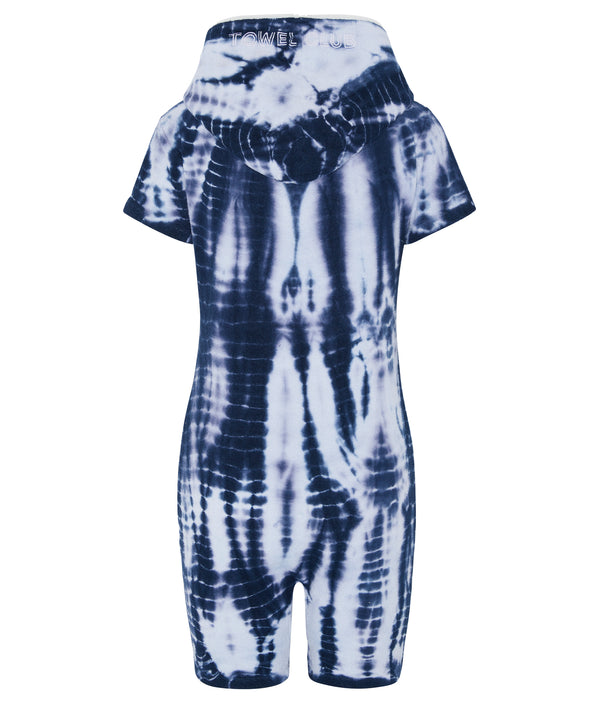 Towel Short Slim Jumpsuit Blue Tie Dye